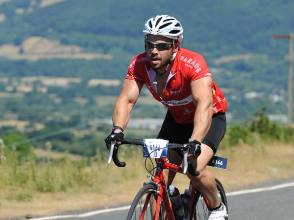 Robert Kinsella cycling in the Velothon Wales