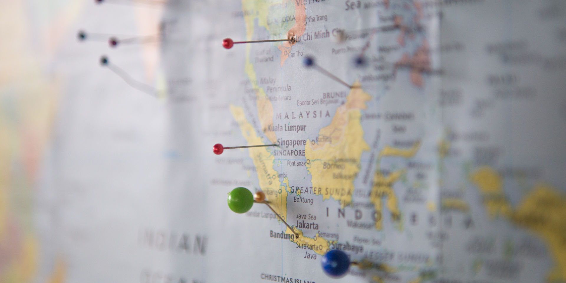 Map on wall with marker pins