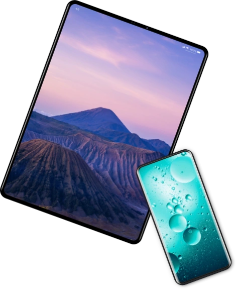 Tablet and phone at various angles