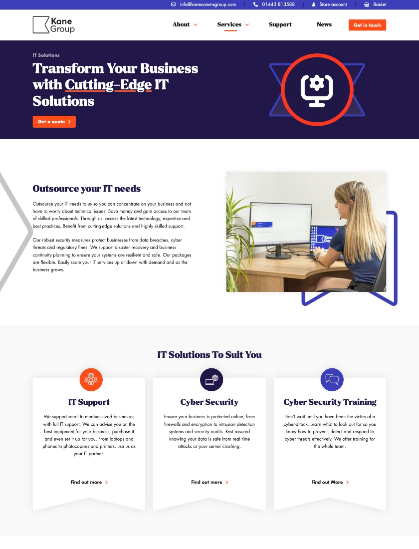 Kane Group website home page example